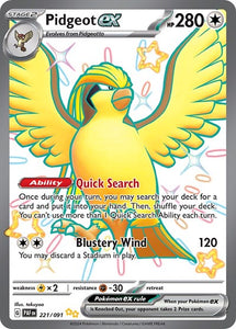 Pidgeot ex Pokemon • Shiny Ultra Rare • 221/091 Paldean Fates