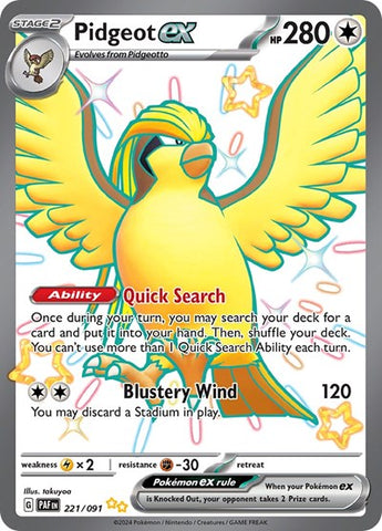 Pidgeot ex Pokemon • Shiny Ultra Rare • 221/091 Paldean Fates